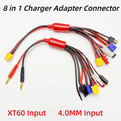 8IN1 RC Charger Adapter Connector 8 In 1 Charger 4.0mm Banana XT60 TRX Tamiya Lipo for RC Car Drone 
