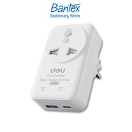 Deli Adapter USB-A/USB-C Converter Plug Fast Charging 12W 20W Maximum Power 2500W EU Universal