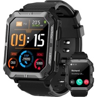 Military Smart Watch Fitness Tracker Blood Pressure Heart Rate Monitor Sports Watch IP68 (Answer/Make Calls) Rugged Tactical Fitness Tracker