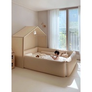 Children Bed Stitching Montessori Boy Triangle Tent Bed Fence Girl Protection Baby Platform Bed Anti