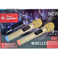 Mic wireless black spider wm 20 / wm20 original 2 microphone genggam