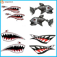 SQE IN stock! 2 Pieces Shark Teeth Mouth Reflective Kayak Stickers Waterproof Decals For Car Canoe Kayak Fishing Boat