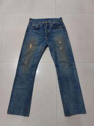 日本製 Levi's 44501 大戰版 LVC 大E 粉耳布邊 月桂冠扣 污漬水洗 貓鬚 破壞 水波紋 丹寧 牛仔褲