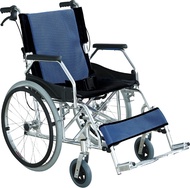 รถเข็นผู้ป่วยพับได้ รุ่น KJT108-20B (สีฟ้า) พับได้-มีเบรคมือ (วีลแชร์,วิวแชร์,รถเข็นผู้สูงอายุ,wheelchair,รถเข็นพับได้)