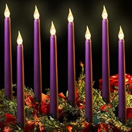 Enhon 8 Pieces Purple Flameless Advent Taper Candles 10 Inch Flickering LED  Opeed Candles for Weddi