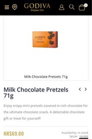 GODIVA Milk Chocolate Pretzels 71g