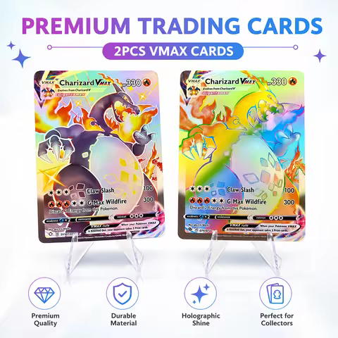 Anime Ptcg Proxy Collectible Cards Shiny Charizard Vmax & Rainbow Rare Charizard Vmax Rare Holo Foil