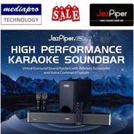 JazPiper PRO High Performance Karaoke Soundbar Virtual Surround Sound System with Wireless Subwoofer and Voice Command Feature included 2 x Wireless Microphone - Singapore Warranty