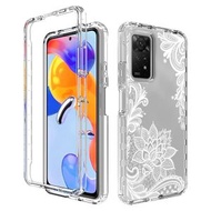 全城熱賣 - 適用於小米 紅米 Note 11 Pro PC+TPU高透彩繪手機殼（白花）