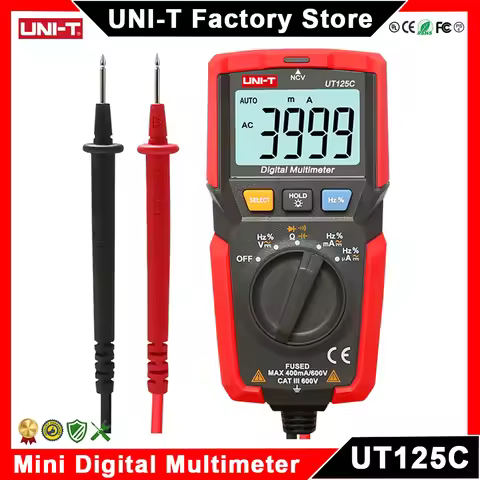 UNI-T Multimeter Digital UT125C UT123 UT123D AC DC Ammeter Voltmeter Ohm Capacitance Hz Test Pocket 