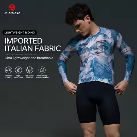 X-TIGER Men's Cycling Jersey GALE SERIES Slim Fit Long Sleeves Breathable Cycling Jersey Mtb Road Bi