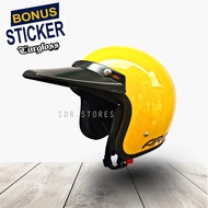 Helm Bogo Retro Goggle SNI Anak Motor Vespa Warna Hijau Polos Topi Pan