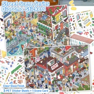 ENWEI 5 Pcs [Realistic Street Scene Series] Landscape Stickers Extra Large Vienna Town Hutong Handcr