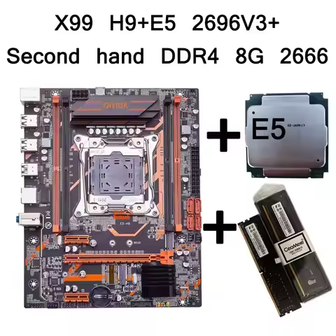 X99 H9 motherboard, E5 2696V3 2*DDR4 8G 2666 memory modules (disassembled), motherboard, CPU, and me