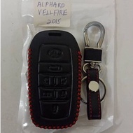 🔥Ready Stock🔥Toyota Estima ACR50 / VELLFIRE 201510  Keyless Remote Leather Car Key Cover Case (Black-RedLine) Toyota