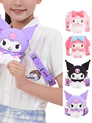1 bolso de hombro genuino de la Serie Sanrio, bolsa cruzada en la posición sentada de Kuromi Hello Kitty Melody Kitty Cat, bolso de silicona de personajes de anime para decorar con accesorios aleatorios (algunas partes pueden ser aleatorias)