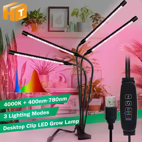 Desktop Clip Full Spectrum LED Grow Lamp 4000K 400nm 780nm Timing Three Light Modes Light For Greenh