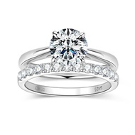 8mm Round 2CT Moissanite Bridal Set 925 Silver Wedding Finger Jewelry Solitaire Ring Sets
