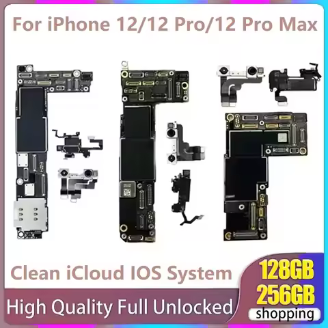 Fully Tested Authentic Motherboard For iPhone 12 12 Pro Max 128g/256g Unlocked Mainboard Face ID Cle