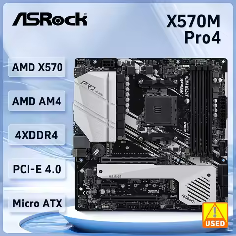 ASRock- X570M PRO4, AMD X570 Socket AM4, compatible con Ryzen 5, 5600, 5900, 4600G, 5700G, 1600 cpu,