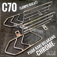 BREKET BAR BELAKANG HONDA C70 REAR STEP PLATE -CP CHROME (SET) // HONDA LAMPU BULAT PETAK GBO C70 REAR FOOTREST BRACKET