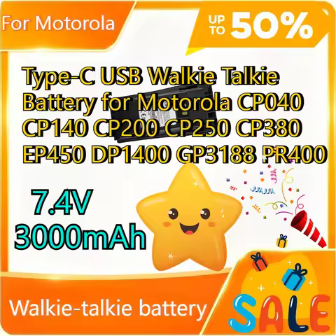 7.4V 3000mAh PMNN4254AR Type-C USB Walkie Talkie Battery for Motorola CP040 CP140 CP200 CP250 CP380 
