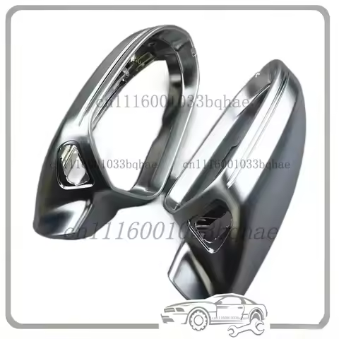 Pair Silver Rear View Side Mirror Cover Cap With ALC Fit For A6 Allroad S6 C7 4G0857527 4G0857528 Si