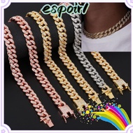 ST085 Espoir Kalung Rantai Lebar 12mm Hias BerlianGaya Hip Hop Untuk P