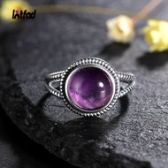 {Xixi ornaments}New Arrival Vintage Natural Amethyst Rings For Women 925 Sterling Silver Jewelry With Natural Stones Anniversary Gift