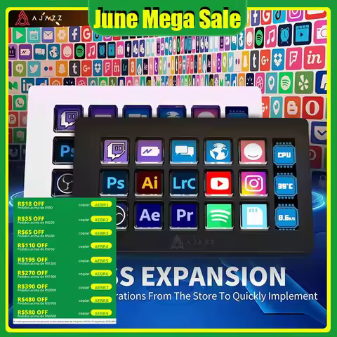 AJAZZ AKP153E/AKP03E Multifunctional Console Panel Desktop Assistente 15 Macro Keys Trigger Actions 