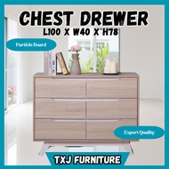 TXJ -  6 Tiers Chest Drawer storage 1012 (Sonoma Oak + White ) wardrobe baby almari baju bayi 6 laci