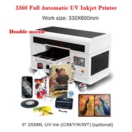 LY 3360 UV Double Full Automatic Flatbed Photo UV DTG Inkjet Printer Machine USB Infrared Ray Measur
