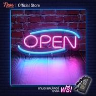 [ผลิตในไทย] Neon Factory ป้ายไฟนีออนดัด OPEN ไฟชมพู ฟ้า ขนาด 20x44cm ติดตั้งง่ายเพียงแค่เสียบปลั๊ก สายไฟยาว 2 เมตร ของแท้รับประกัน 6 เดือน