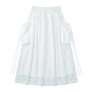 Juicy Couture | กระโปรงประดับกระเป๋าปะติดลายลูกไม้สีขาวใหม่