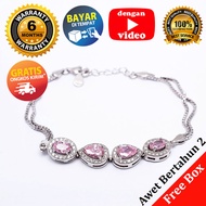 WBR 030 PROMO - Gelang Perak Sterling EMAS PUTIH ASLI KOREA (Awet 7 tahun++) Free Box Mika dengan VI