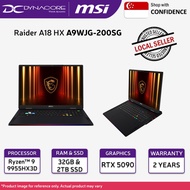 MSI Raider A18 HX A9WJG-200SG GAMING LAPTOP (AMD Ryzen 9 9955HX3D/ 32GB RAM/ 2TB SSD/ RTX™ 5090/ 18"