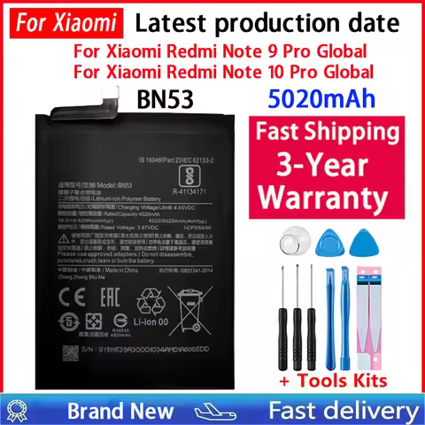 100% 5020mAh BN53 Battery for Xiaomi Redmi note 10 Pro global / note 9 Pro global replacement Batter