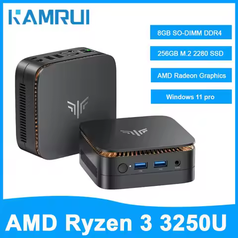 KAMRUI E1 Mini PC Windows11pro AMD Ryzen 3 3250U 8GB DDR4 256GB M.2 SSD Support 4K Mini Desktop Comp