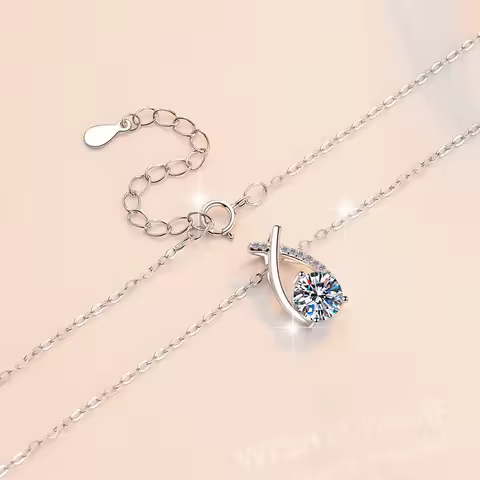 Cross Mermaid Princess Pendant Women's 1CT Moissanite PT950 Platinum-Girly cross mermaid style, 1CT 