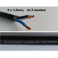 1 Roll Kabel Listrik 2x1.5 HITAM serabut Eterna NYYHY 2 x 1,5mm