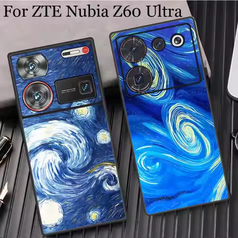 Capa For ZTE nubia Z60 Ultra Starry Night Moon Leather Phone Case For Nubia Z50S Pro Soft Silicone C