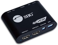SIIG 1x2 HDMI 2.0 Splitter 4K 60Hz with HDMI Audio Extractor & Auto Downscaling (4K and 1080p Mixed