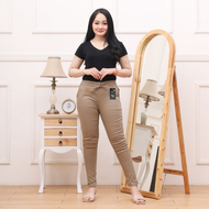 chino pants / celana chino wanita pinggang karet bahan katun tuwill stretch