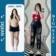 Women's ripped baggy jeans Bigsize 40kg-90kg, high quality QC product, baggy style QC5003 2KJeans