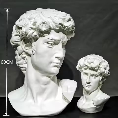 Large David Statue Ornament Gypsum Portrait Sculpture Tabletop Soft Decoration Model Room Clothing S