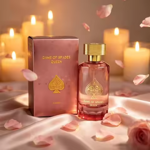 Women Luxury Parfum Game of Spades Queen, Rich Long-Lasting Scent Golden Cap Pink Bottle Evening Dat