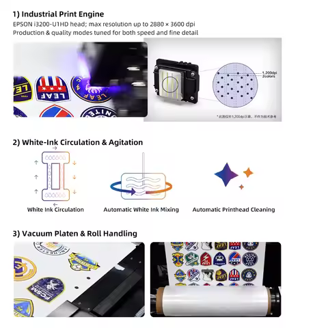 LEAF UV DTF Label Printer I3200HD 30cm A3 UV Sticker Printer 3D Raised Logo Faux Embroidery Printing