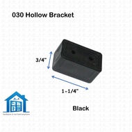 ⟬aga.alumglass⟭ 030 @ 3/4" x 1-1/4" PVC Hollow Bracket for Aluminium