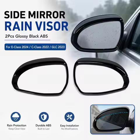 2Pcs Glossy Black ABS Side Mirror Rain Visor for Mercedes E-Class 2024 C-Class 2022 GLC 2023