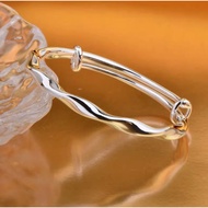 Pure Silver999 9Mobius Silver Bracelet for Women, Pure Silver Bangle, Fashionable Trendy Silver Jewe